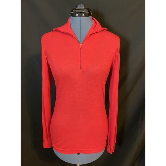 Patagonia Capilene Base Layer Red Partial Zip Longsleeve Pullover Shirt Top S - Picture 1 of 4